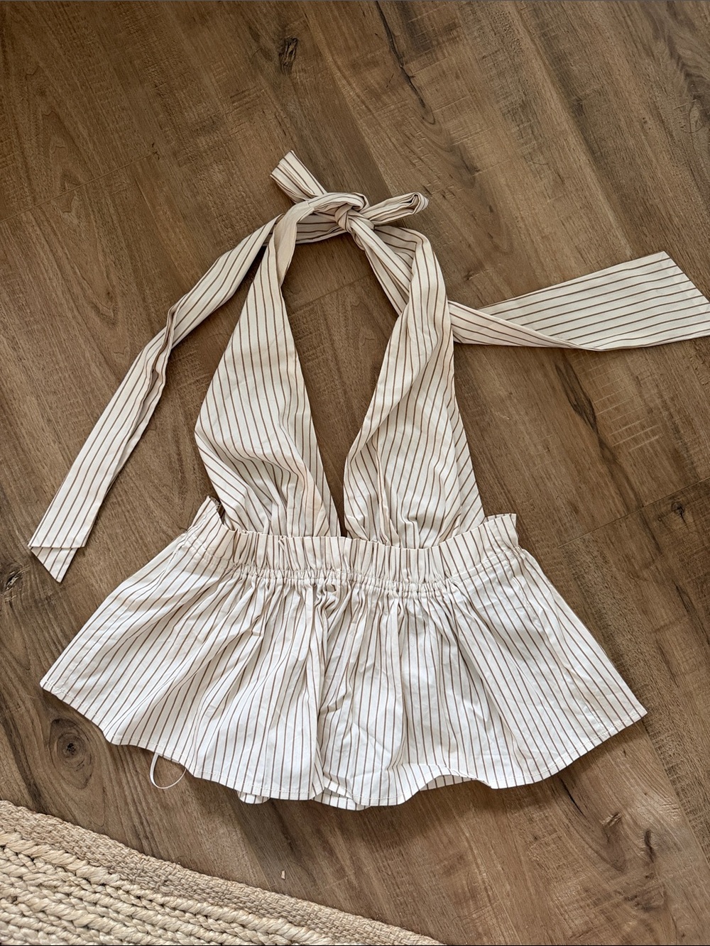 Cream Striped Halter Top